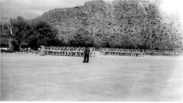 Ranks drawn up on the parade ground, Police Training College Hangu