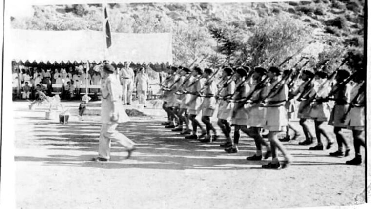 Marching past the saluting base, Police Training College Hangu