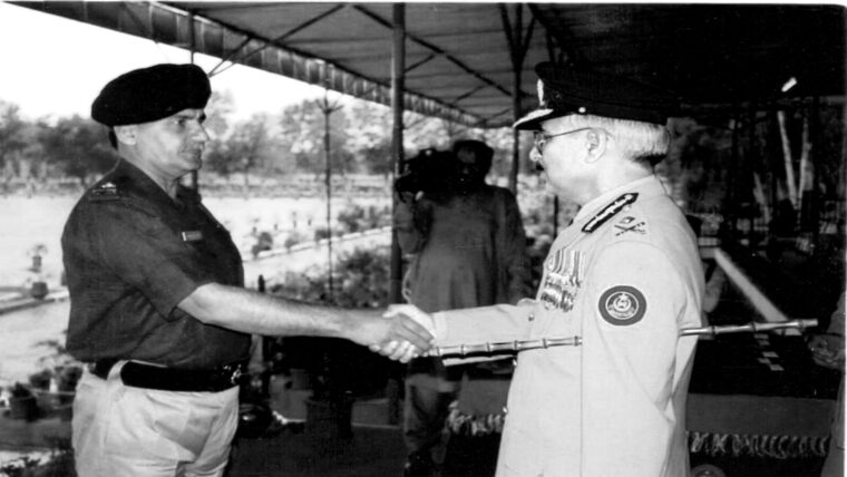 Colours raised on the parade ground, Police Training College Hangu