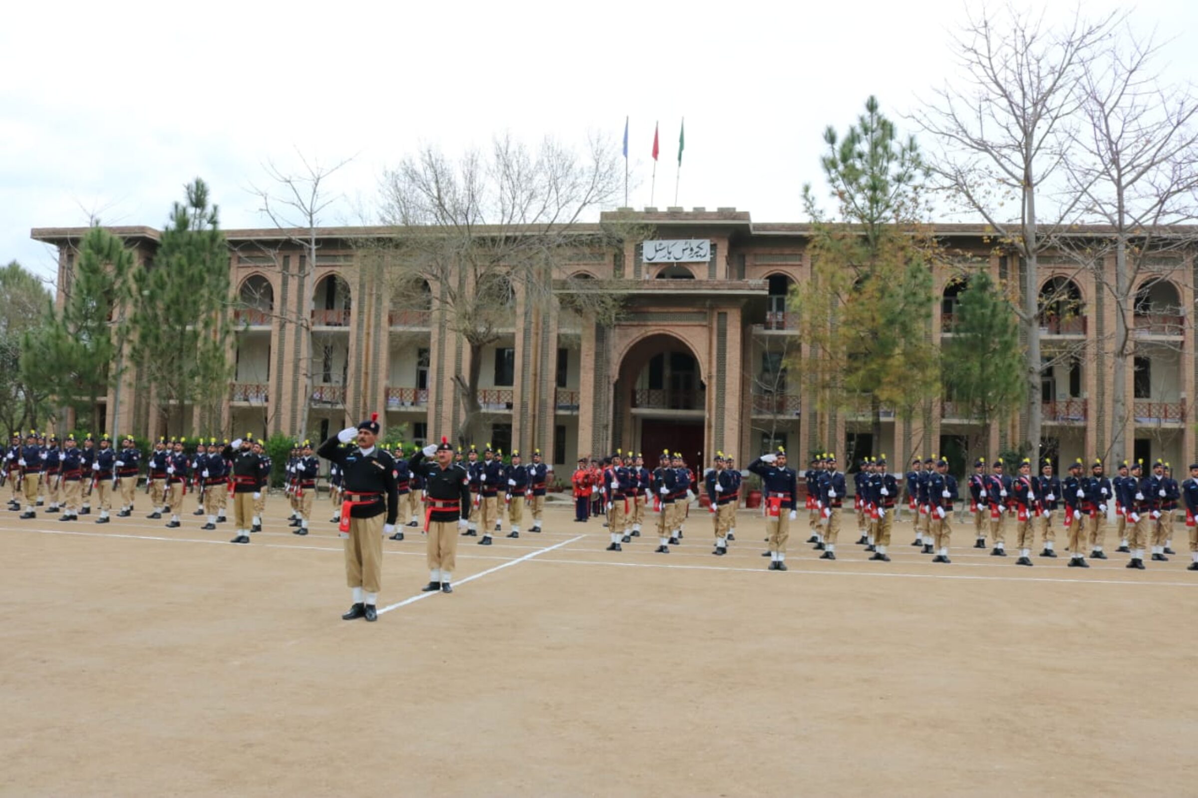 Pakistan Day parade before the main building of Police Training College Hangu