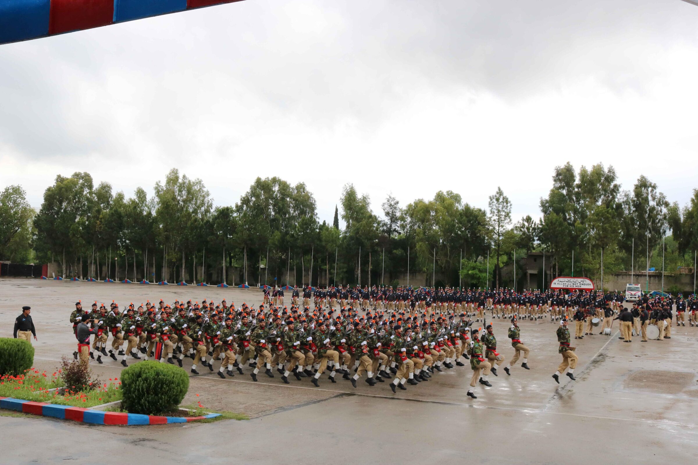 Contingents drawn up on the parade ground